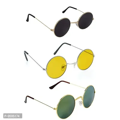 Emartos Gandhi Round Shape Retro UV Protection Multicolour Men's and Women's Sunglasses Shades Combo (pack of 6)-thumb0