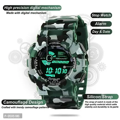 Emartos Digital Black Sports Watch for Men's and Boys (Pack of 2)(Green, White)-thumb5