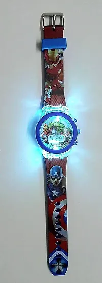 Emartos Digital 7 Color Disco Glowing Light Watch for Kids | Boy's Watch | (Marvels Avengers - Red  Blue Color) | Kids Watch for 2-8 Years Old-thumb2