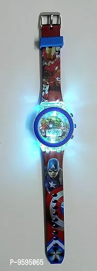 Emartos Digital 7 Color Disco Glowing Light Watch for Kids | Boy's Watch | (Marvels Avengers - Red  Blue Color) | Kids Watch for 2-8 Years Old-thumb3