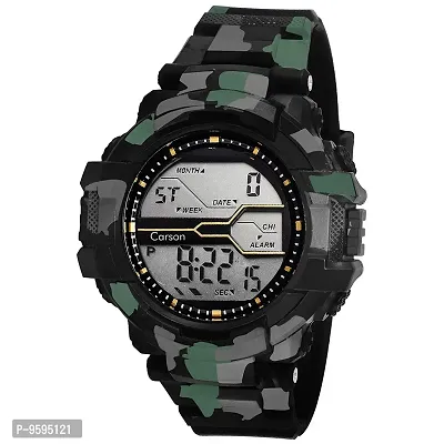 Emartos Army Sports Digital Men's  Boy's Watch (Grey Dial Green Colored Strap)-thumb0