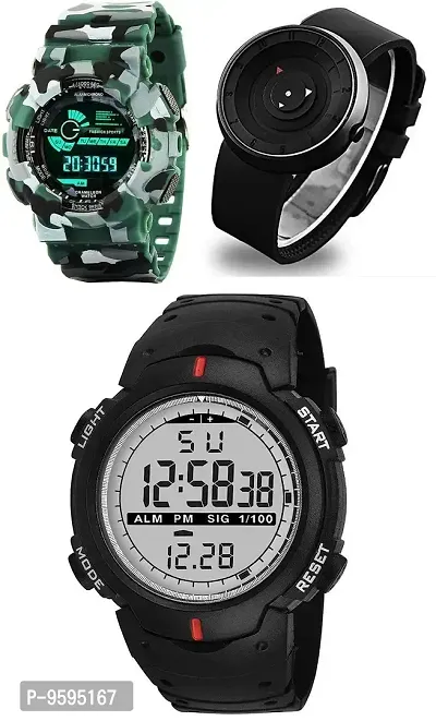 Emartos Digital Black dial Watch for Men's and Women's (Pack of 3)