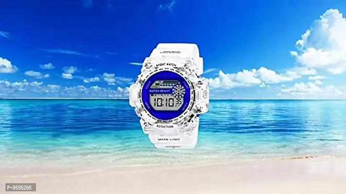 Emartos Transparent Strap Watch Heavy Quality Digital Alarm Shockproof Multi-Functional Automatic Waterproof Digital Sports Watch for Men's Kids Watch for Boys (Blue)-thumb2