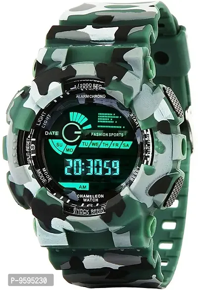 Emartos Digital Men's Watch (Multicolored Dial Green Colored Strap)-thumb0