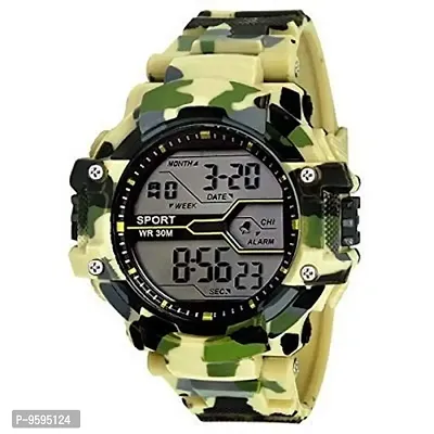 Emartos Digital Men's  Boy's Watch (Black Dial Yellow Colored Strap)