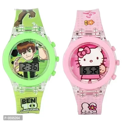 Emartos Glowing Ben-10 Digital Watch for Boys/Glowing Pink Kitty Digital Watch for Girls - for Kids