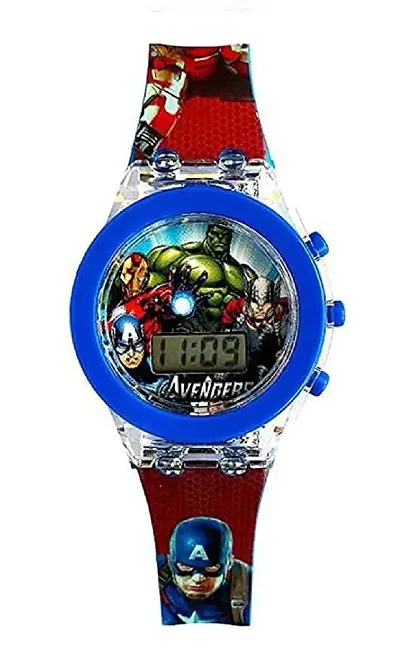 Emartos Digital Color Disco Glowing Light Watch for Kids | Boy's Watch | (Marvels Avengers - Color) | Kids Watch for 2-8 Years Old