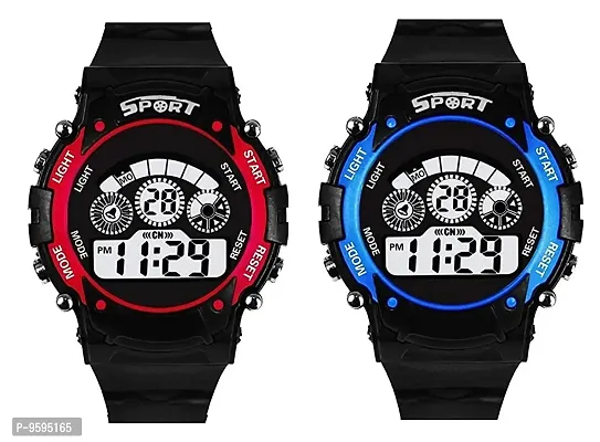 Emartos Digital 7 Light Round Dial Black Strap Watch for Boy's and Girl's (RED, Blue) (4-9 Year)-thumb0