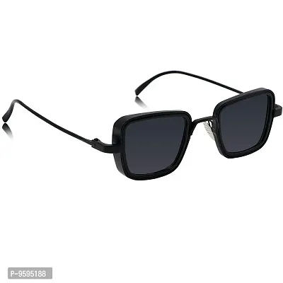 Emartos Men's Square Sunglasses (Black Frame, Black Lens) (Pack of 1)-thumb0