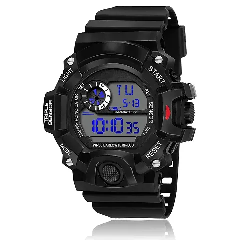 Scapper Analog Digital Quartz Men's Boys Watch with Silicone Strap KKO-5600 (Black)