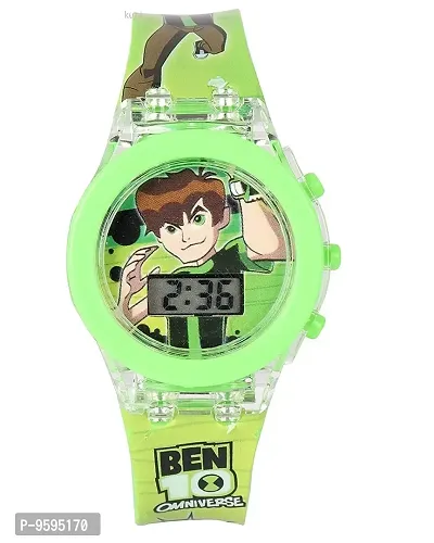 Emartos Ben Ten 10 Watch Digital Watch for Kids (Multicolour Dial Green Colored Strap) [3-7 Years]