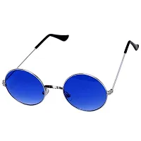 Emartos Gandhi Round Shape Silver-Blue UV Protection Sunglasses/Frame For Men & Women (Blue lens)-thumb2