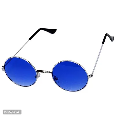 Emartos Gandhi Round Shape Silver-Blue UV Protection Sunglasses/Frame For Men & Women (Blue lens)-thumb3