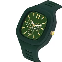 Emartos 4 Colours Watches Square Multi DIAL Analog Silicon PU Strap ADDI Stylish Designer Analog Watch - for Boys Pack of 1 (Green)-thumb1