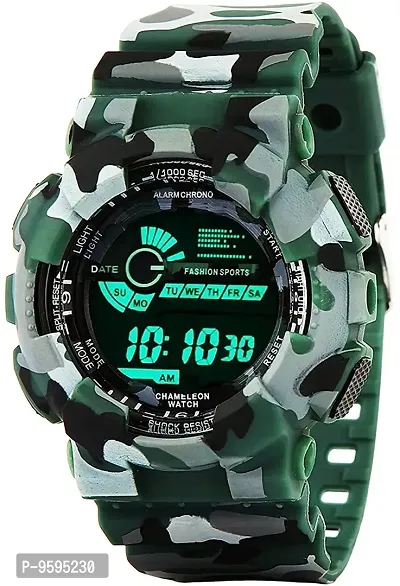 Emartos Digital Men's Watch (Multicolored Dial Green Colored Strap)-thumb3