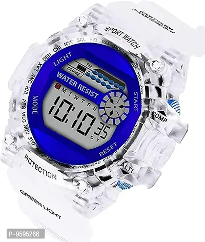 Emartos Transparent Strap Watch Heavy Quality Digital Alarm Shockproof Multi-Functional Automatic Waterproof Digital Sports Watch for Men's Kids Watch for Boys (Blue)-thumb4