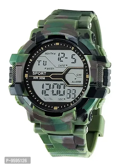 Emartos Digital White dial Green Sports Watch for Men's and Boy's