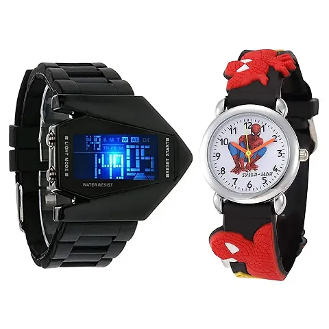 SS Traders Dial Analogue Digital Cartoon Superhero Kids Watch for Boys Girls(Combo Pack of 2)