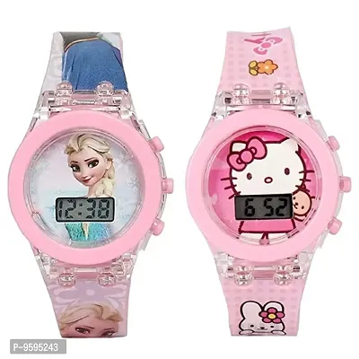 Emartos Glowing Pink Princess Digital Watch for Girls/Glowing Pink Hello Kitty Digital Watch (Combo of 2) for Girls - for Kids-thumb0