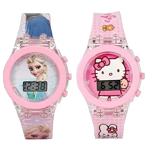 Emartos Glowing Princess Digital Watch for Girls/Glowing Hello Kitty Digital Watch (Combo of 2) for Girls - for Kids