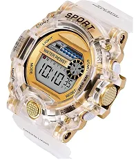 Emartos Transparent Strap Watch Heavy Quality Digital Alarm Shockproof Multi-Functional Automatic Waterproof Digital Sports Watch for Men's Kids Watch for Boys (Rose Gold)-thumb1