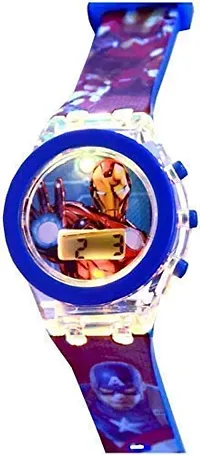 Emartos Digital 7 Color Disco Glowing Light Watch for Kids | Boy's Watch | (Marvels Avengers - Red  Blue Color) | Kids Watch for 2-8 Years Old-thumb4