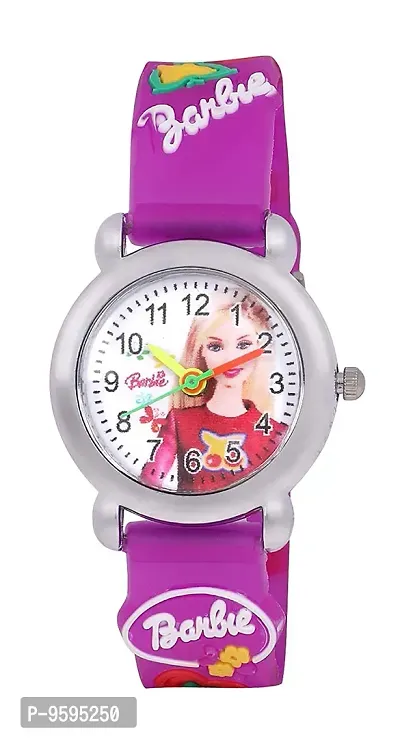 Emartos Barbie White dial Analog Kids Wrist Watch [3-10 Year] (Purple)