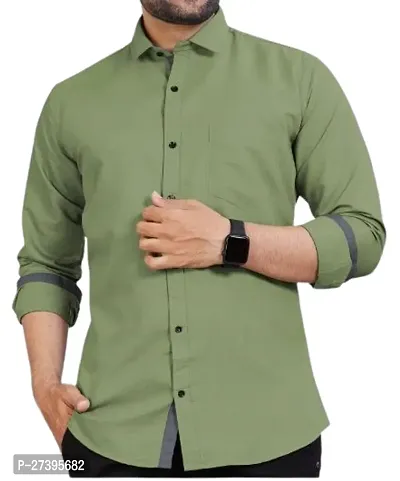 Men Regular Fit Solid Spread Collar Formal Casual Shirt-thumb0