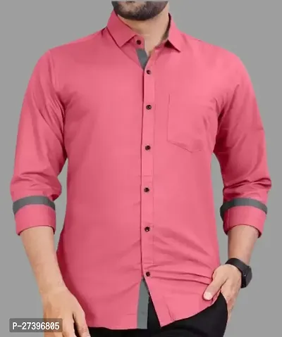 Men Regular Fit Solid Spread Collar Formal Casual Shirt-thumb0