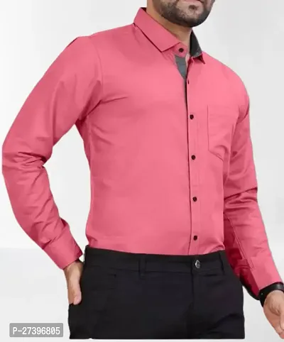 Men Regular Fit Solid Spread Collar Formal Casual Shirt-thumb2