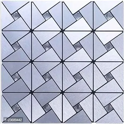 Stick Tile Stick On Kitchen Bathroom Fireplace 3D Puzzle In Laser Silver-thumb0