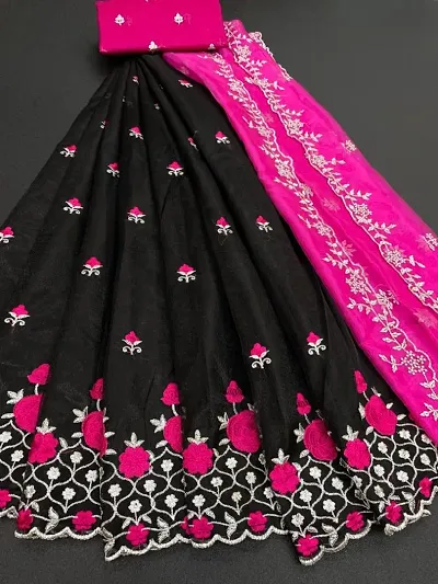 Classic Net Embroidered Lehenga Cholis With Dupatta For Women