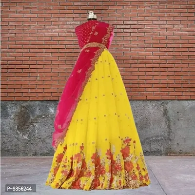 Stylish Heavy Net Embroidered Lehenga Choli With Dupatta For Women