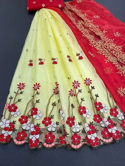 Attractive Net Embroidered Lehenga For Women