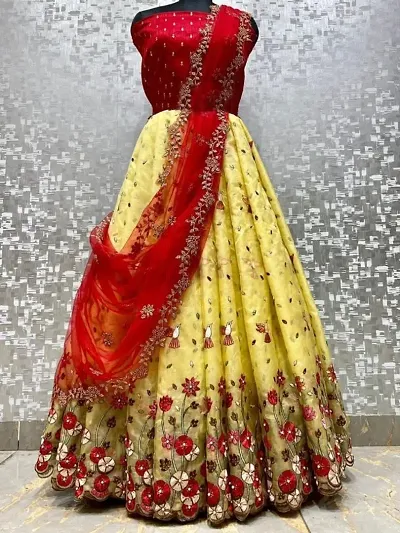 Party Wear Net Embroidered Lehenga Choli For Women