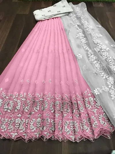 Attractive Net Embroidered Lehenga Choli For Women