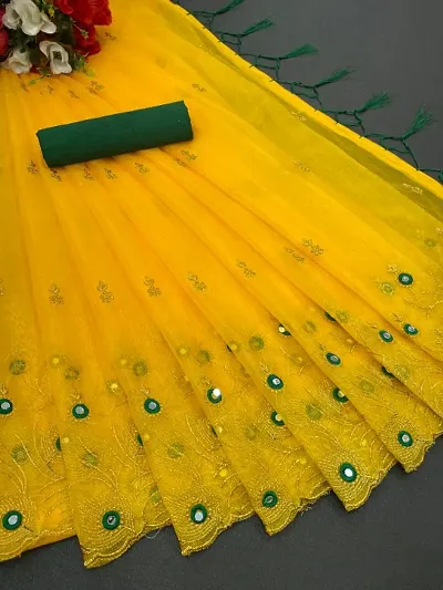 Hot Selling Organza Saree with Blouse piece 