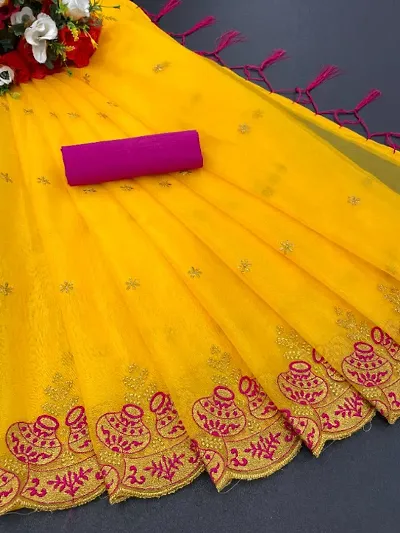 Hot Selling Organza Saree with Blouse piece 