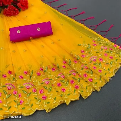 Fancy Net Saree With Blouse Piece For Women