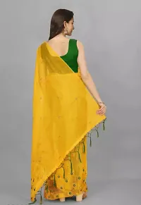 Fancy Silky Net Saree With Blouse Piece For Women-thumb1