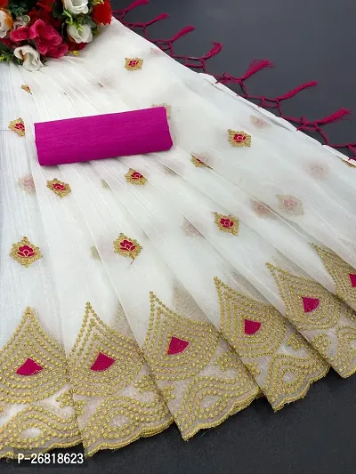 Fancy Net Saree With Blouse Piece For Women