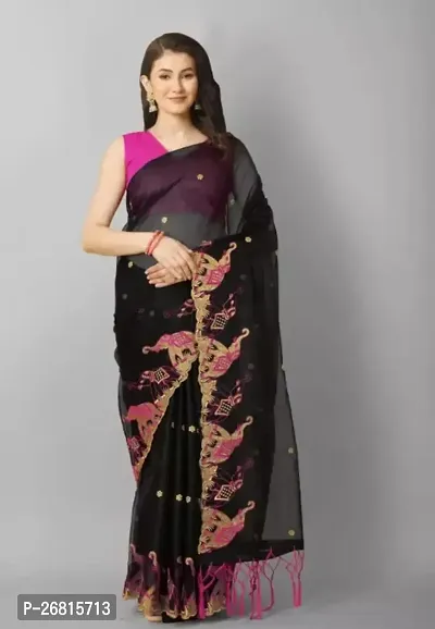 Fancy Net Saree With Blouse Piece For Women-thumb2