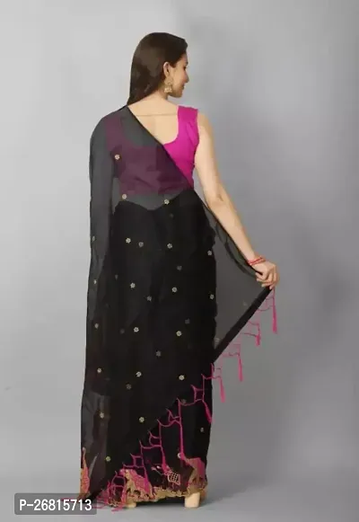 Fancy Net Saree With Blouse Piece For Women-thumb3