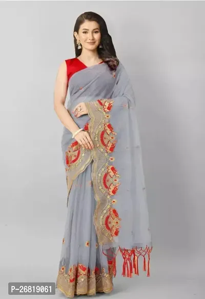 Fancy Net Saree With Blouse Piece For Women-thumb3