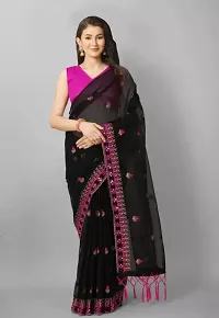 Fancy Net Saree With Blouse Piece For Women-thumb1