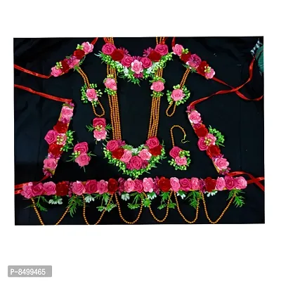 artificial pink  red green white flowers jewellery for baby shower and haladi haldi mehendi