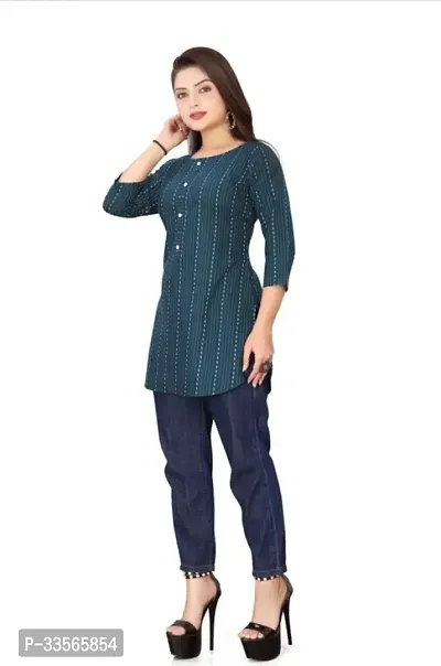 Stylish Green Cotton Kurta For Women-thumb0