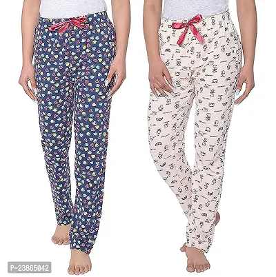 Stylish Fancy Cotton Blend Printed Regular Fit Pyjama For Girls Pack Of 2-thumb0