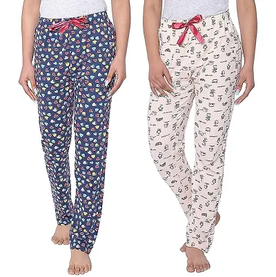 Stylish Fancy Blend Regular Fit Pyjama For Girls Pack Of 2