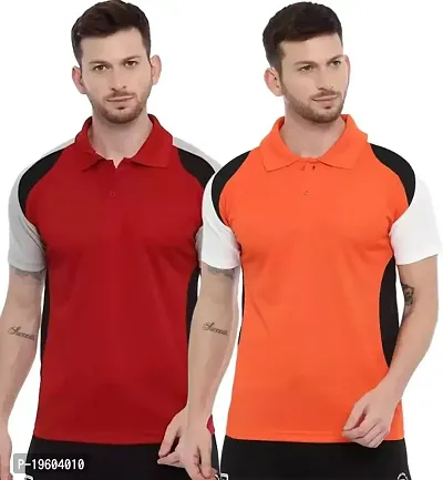 Gibbs Sport Polo Collar t Shirts for Men Combo 2 Dry Fit Sports t Shirts for Men (M, L, XL, XXL) Honeycomb Fabric Superfast Dry (Medium, Orange)